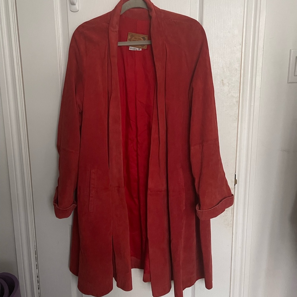 Suede swing trapeze jacket